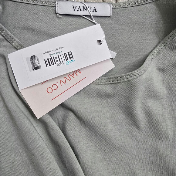 Women's Korean Fashion Mint Asymmetrical Wrap Shirt Sz Onesize M/L - Picture 5 of 5